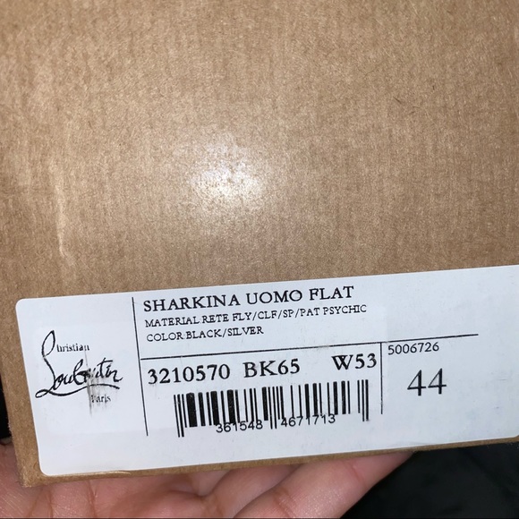New Men’s Size 44 Christian Louboutin Black & Silver Sharkina Sneakers - Picture 8 of 8